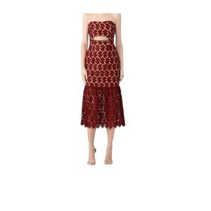 Slate and Willow strapless lace cut out Burgundy Elegant Dress Size 6